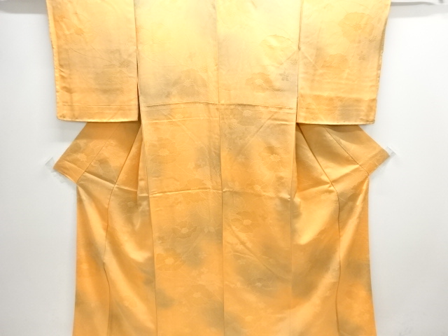 草花模様織り出し暈し色無地着物